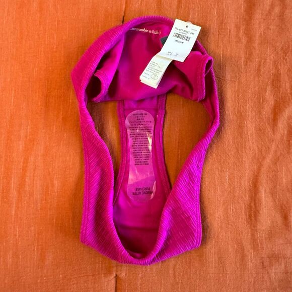 Abercrombie & Fitch Cheeky Smocked Bikini Bottom in Fuchsia Pink size M NWT - Picture 7 of 12